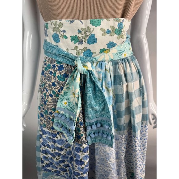 Handmade Vintage Patchwork Wrap Skirt  OS Blues   Cotton Blend - Picture 10 of 16